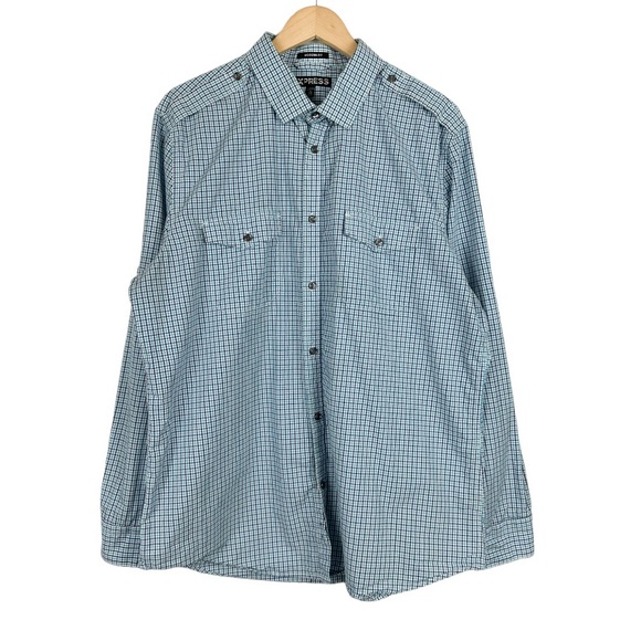 Express Modern Fit Mens Plaid Button Front Shirt Size XL - Picture 2 of 9